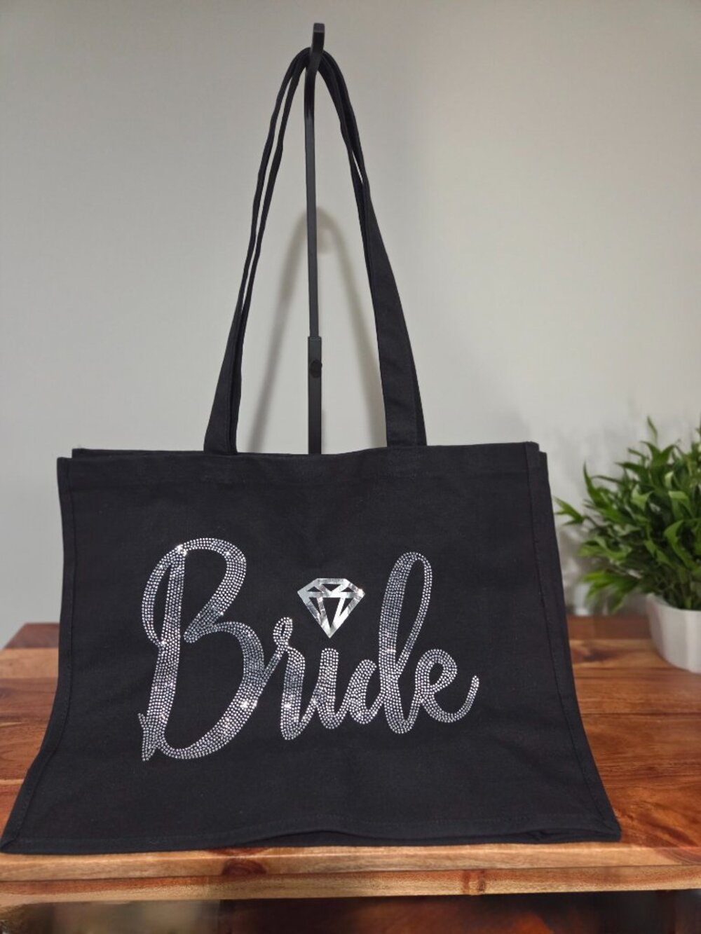 Bride Rhinestone Large Canvas Tote
